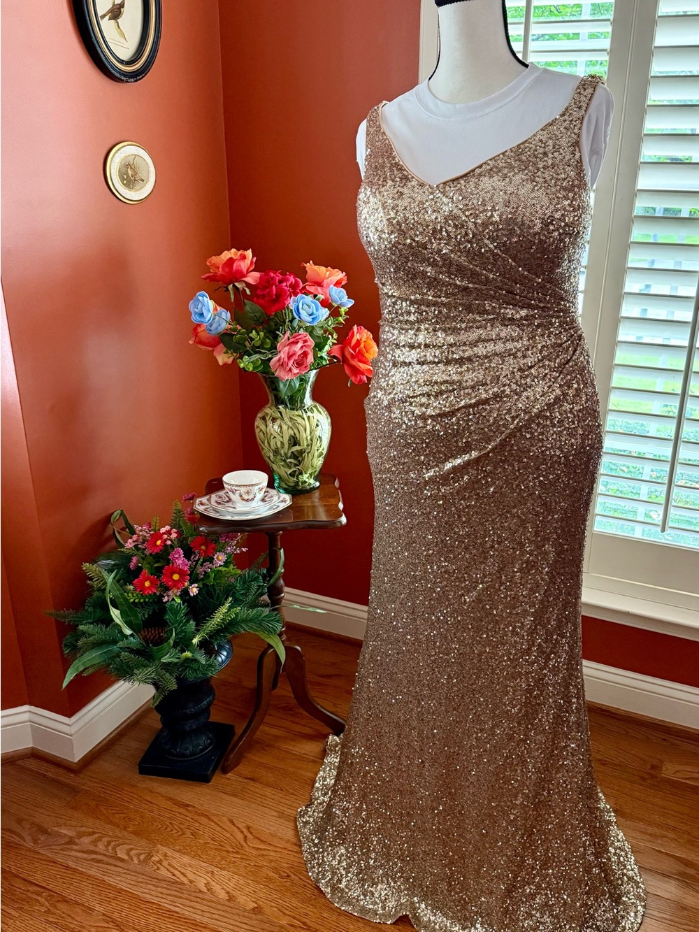 Alfred Angelo’s Vintage Gold Sequin Sapphire Gown